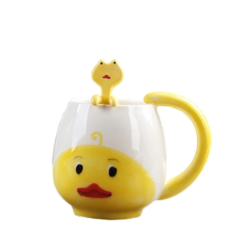 GZYSL Custom Logo Japanese Style Cartoon Animal Ceramic Mug with 3D Frog Lid  Porcelain Animal Milk Cup Ceramic Coffee Mug