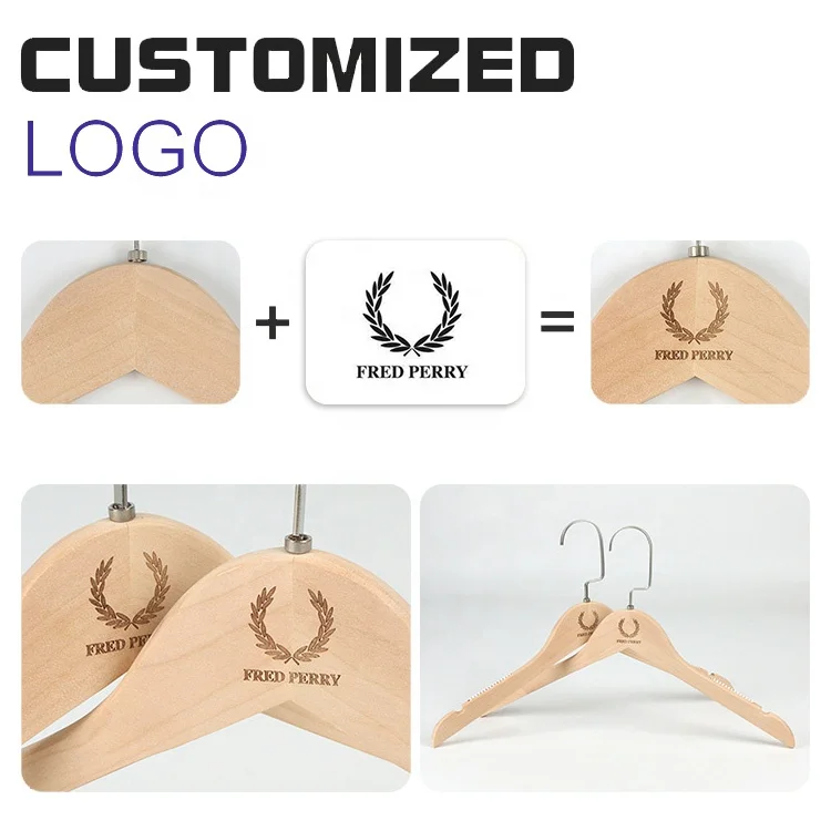 Custom logo wooden suit hangers wooden coat hangers dresses suits wood clothes hanger