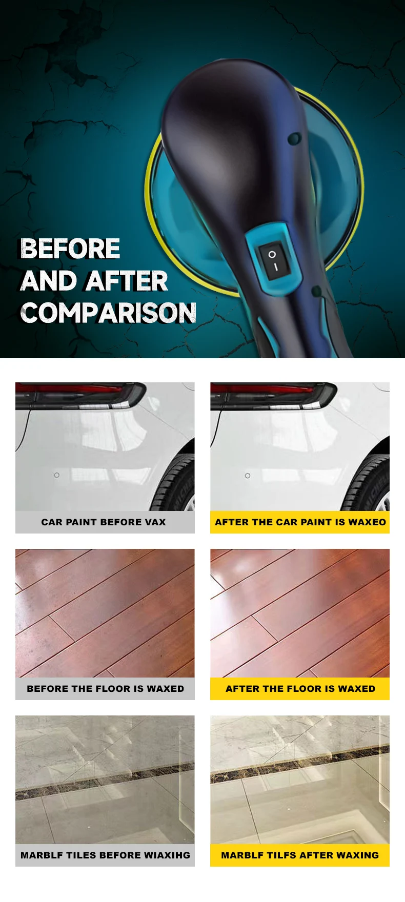 Electric Car Polisher High Efficient Auto Waxing Polishing Machine Multifunctional Rotary Tool For  Battery polish car