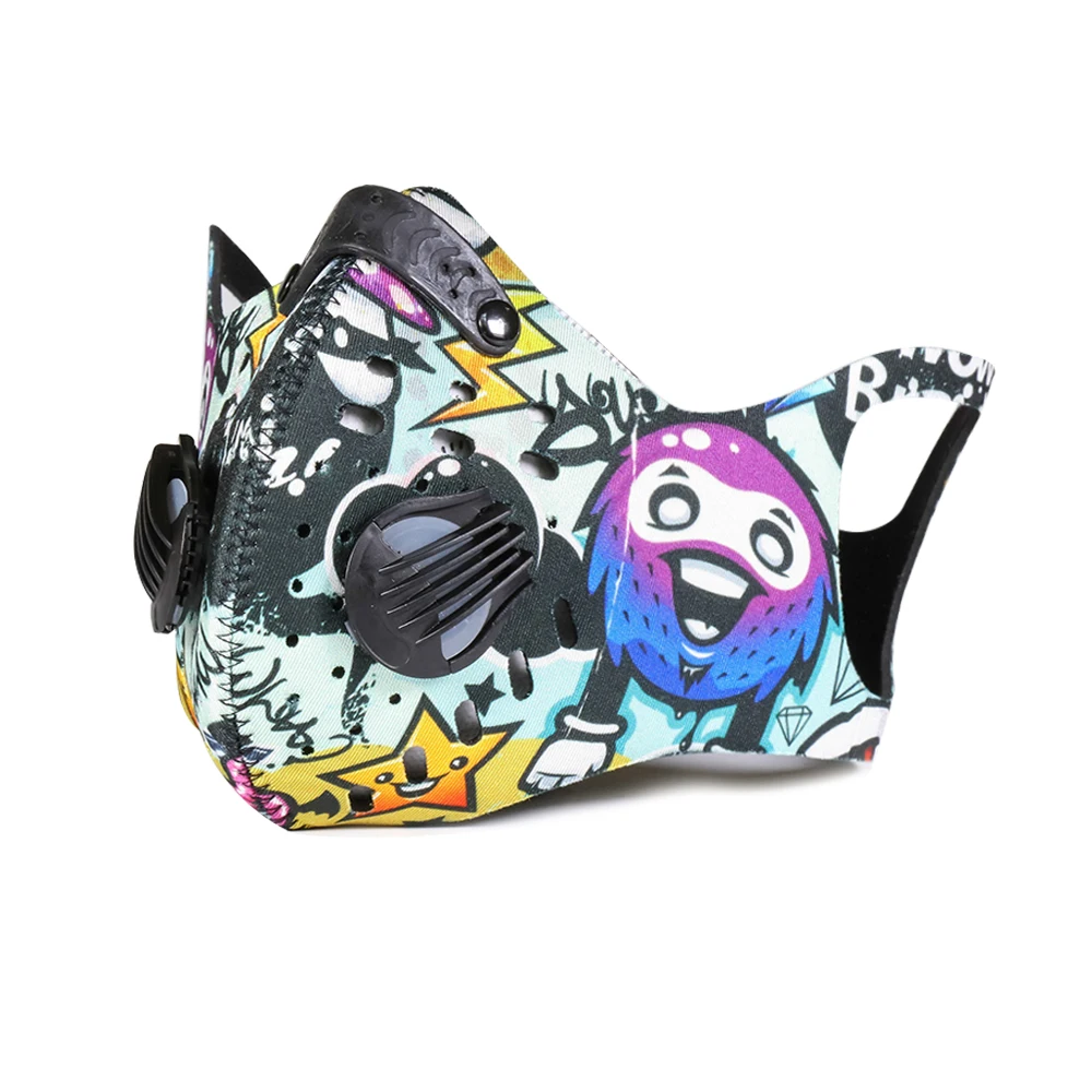 Custom Anti Dust Pollution Face Cycling Mask with Filters And Valve Neoprene Cycling Outdoor Sport Bike Riding Mask
