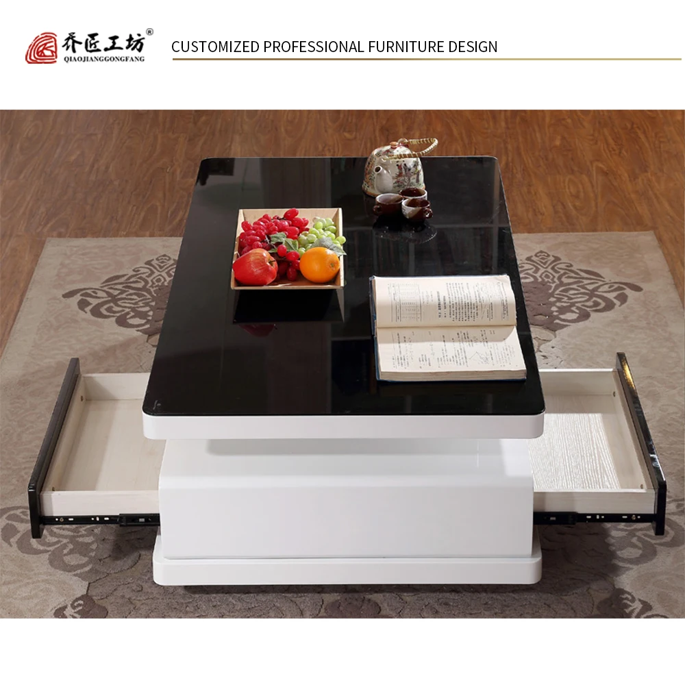 Современная мебель для гостиной черный стеклянный журнальный столик простой деревянный журнальный столик