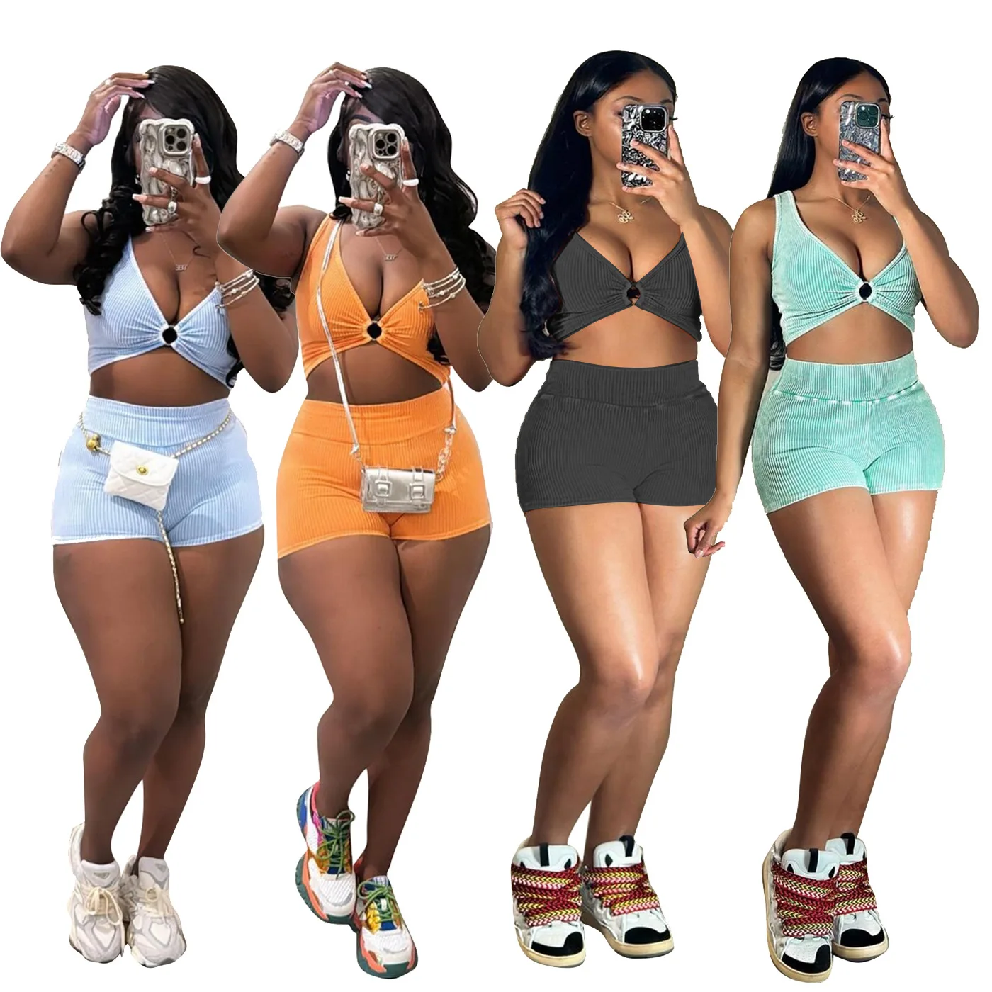 2024 New Style Spring Hot Sale Style Womens Casual Washable Shorts And Vest Suit