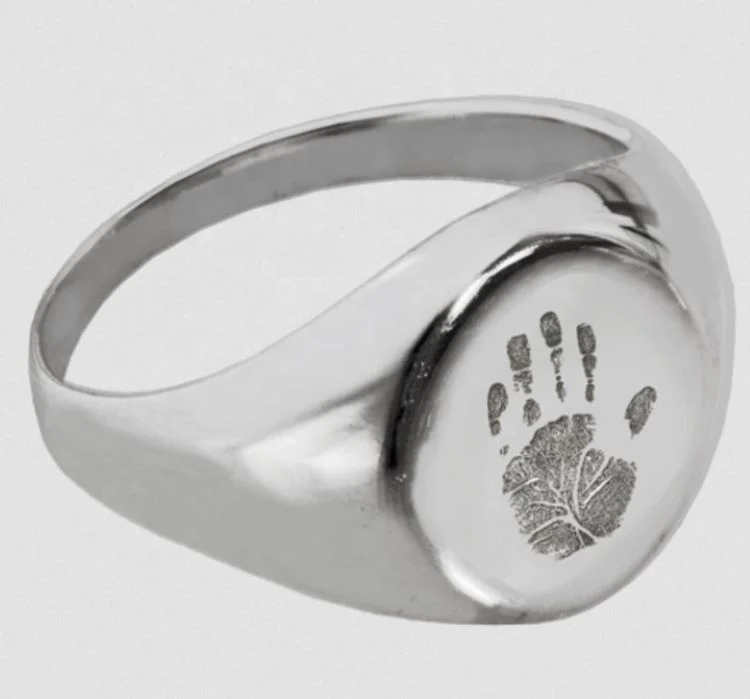 Homme Bagues En Argent Customized Palmprint sterling silver 925 jewellery Cremation Urn Ring Ashes Finger Rings Memorial