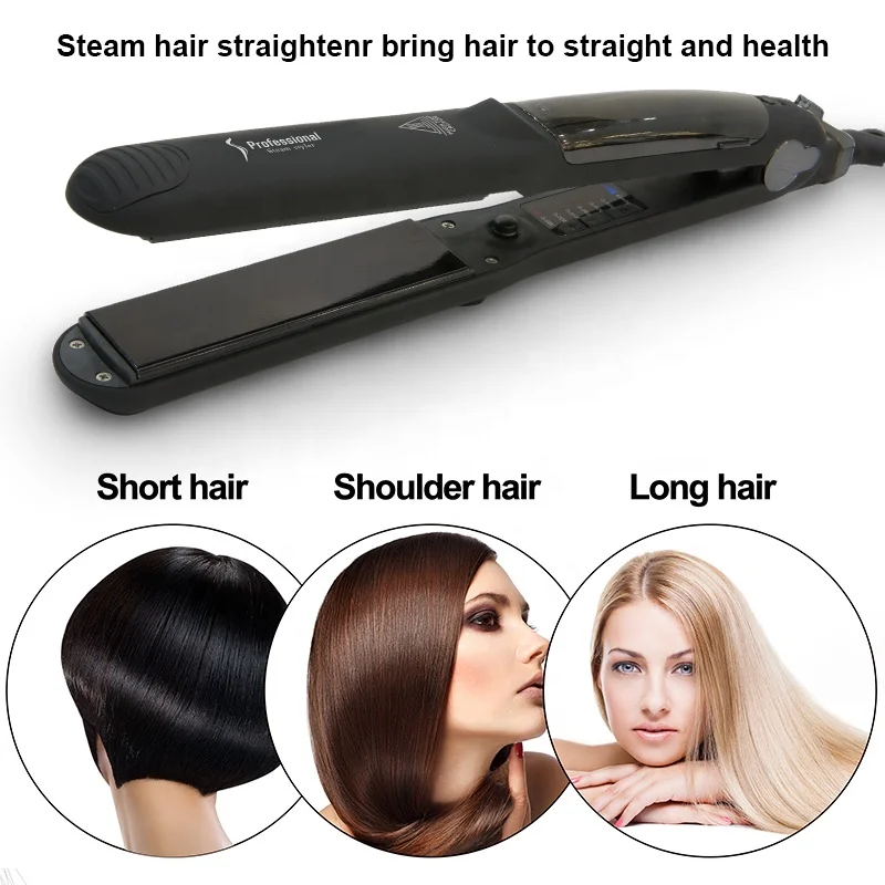 Flat Iron Hair Straightener Professional Salon Ceramic Tourmaline With Vapor Heat up Fast, 360 Swivel Cord Flight