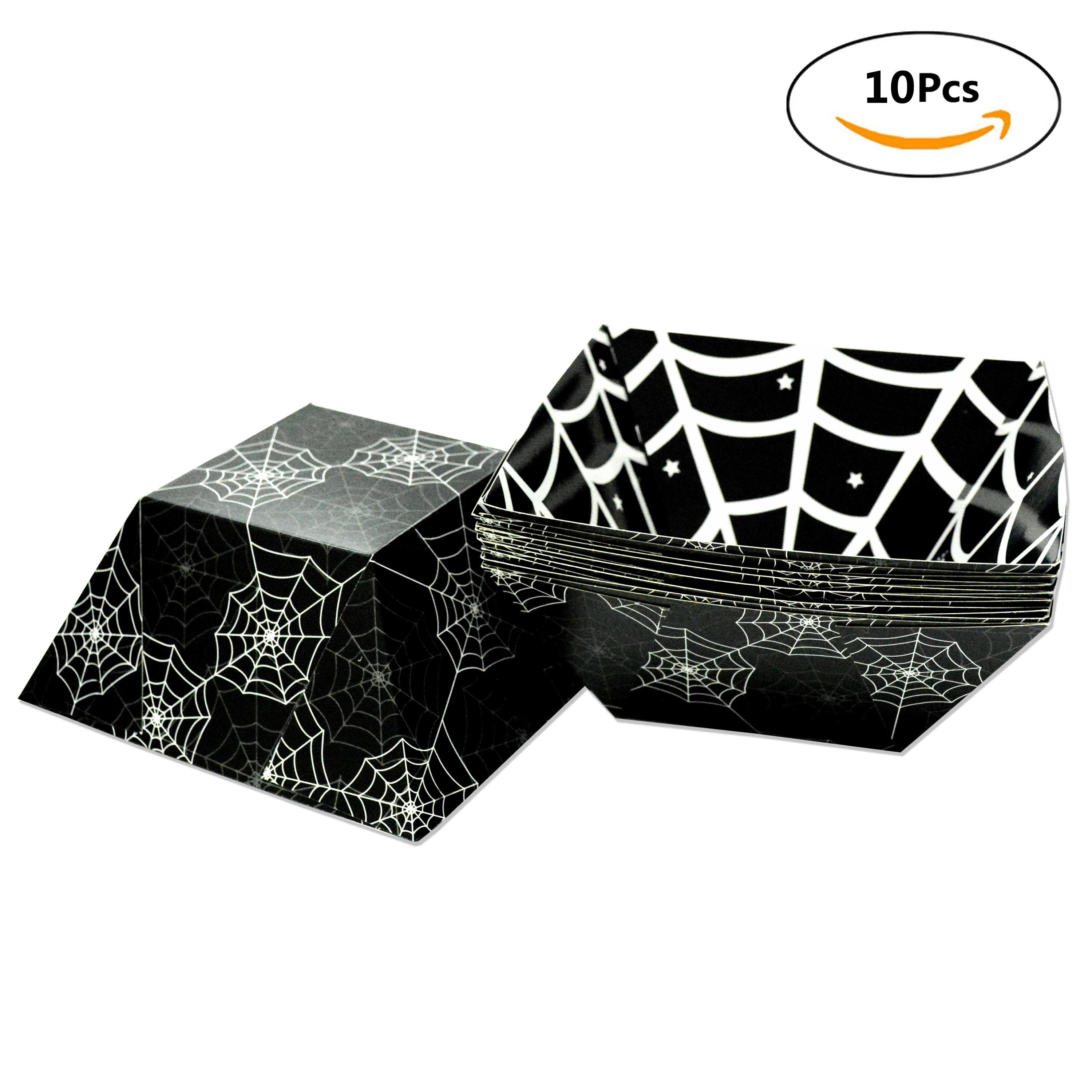 Customize Paper Party Plate Halloween Party Supplies Paper Packing Food Grade Spider Theme Halloween Candy Packing Decor Box