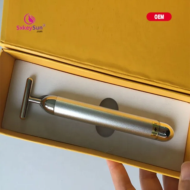 salon home use energy 24k gold beauty bar tools electronic steel massage small skincare magnetic face vibration massager