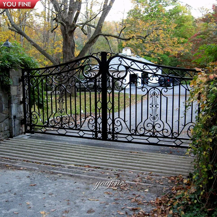 Outdoor Door Decoration Art Casting Iron Main Gate Designs for Sale