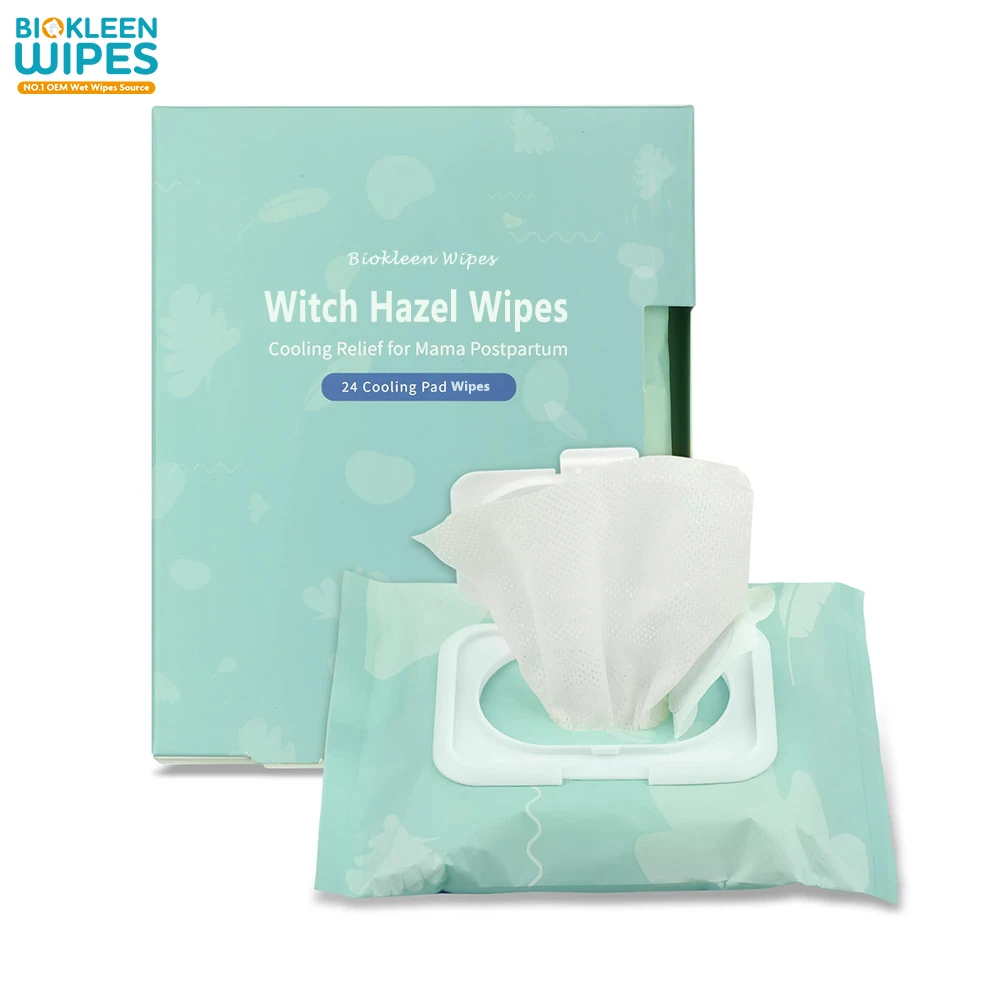 Biokleen Free Sample 24 Count Full-Length Cooling Perineal Ice Pads Postpartum Witch Hazel Pad Liners Wipes for Postpartum Care