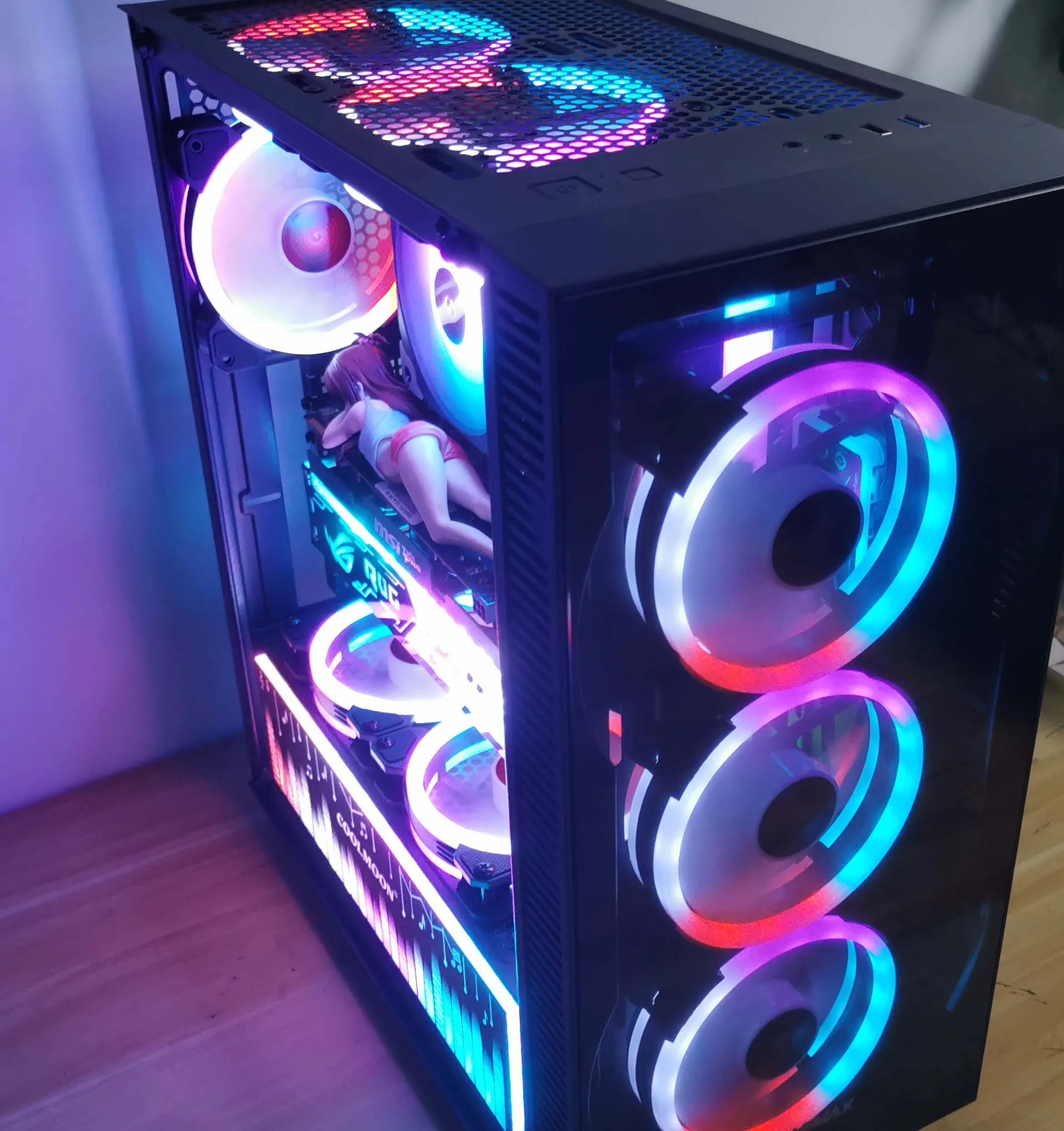 COOLMOON gaming Computer 120mm RGB Cooling Fans for PC Case Plastic CPU Cooler with 4-Pin Controller Certified for PC Computer