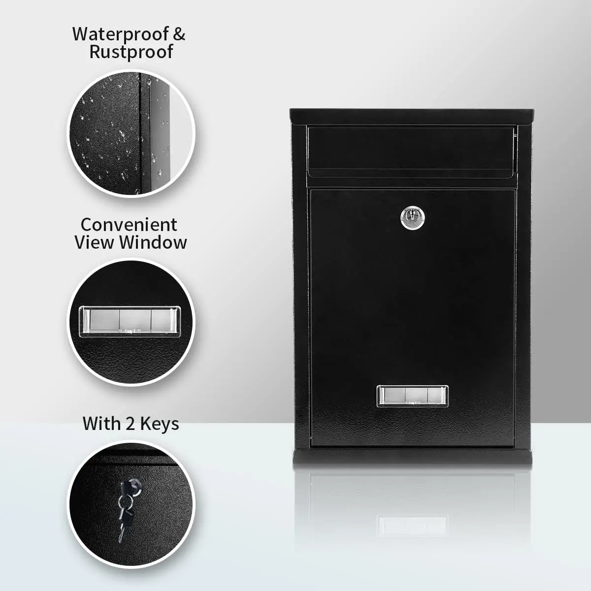 SM-24 factory  Wholesale Waterproof Apartment Wall Mount galvanized steel black  Post box Mailbox