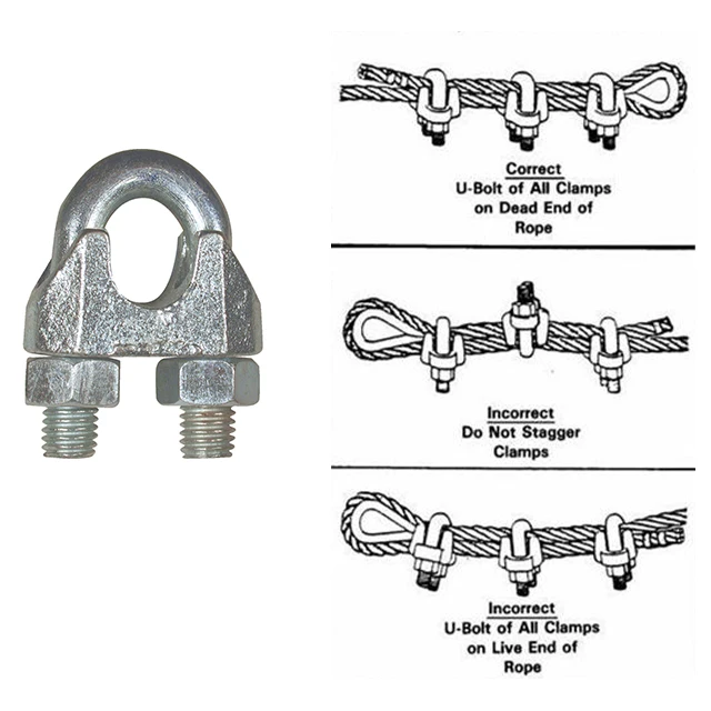 Wire rope clip for stay wire power accessories for pole line hardware