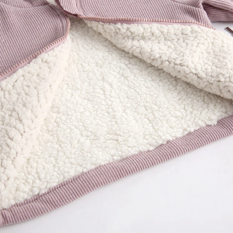Cute Rabbit ear warm corduroy thicken plain winter velvet girl clothing set children clothes