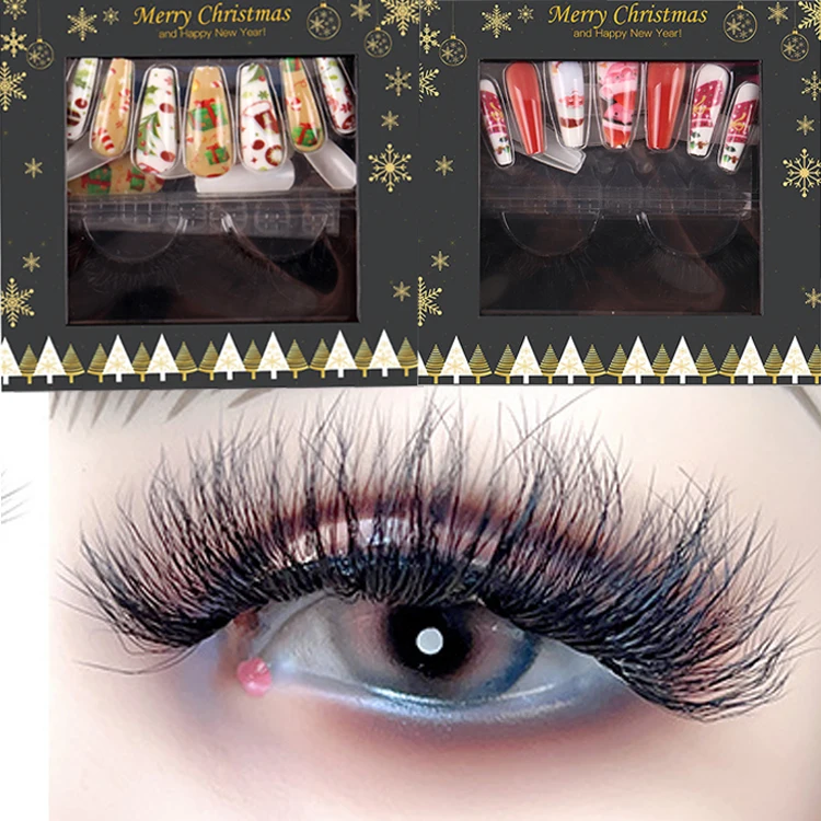 False Eyelash 2022 Luxury Christmas Gift Press On Nails And Lashes Sets