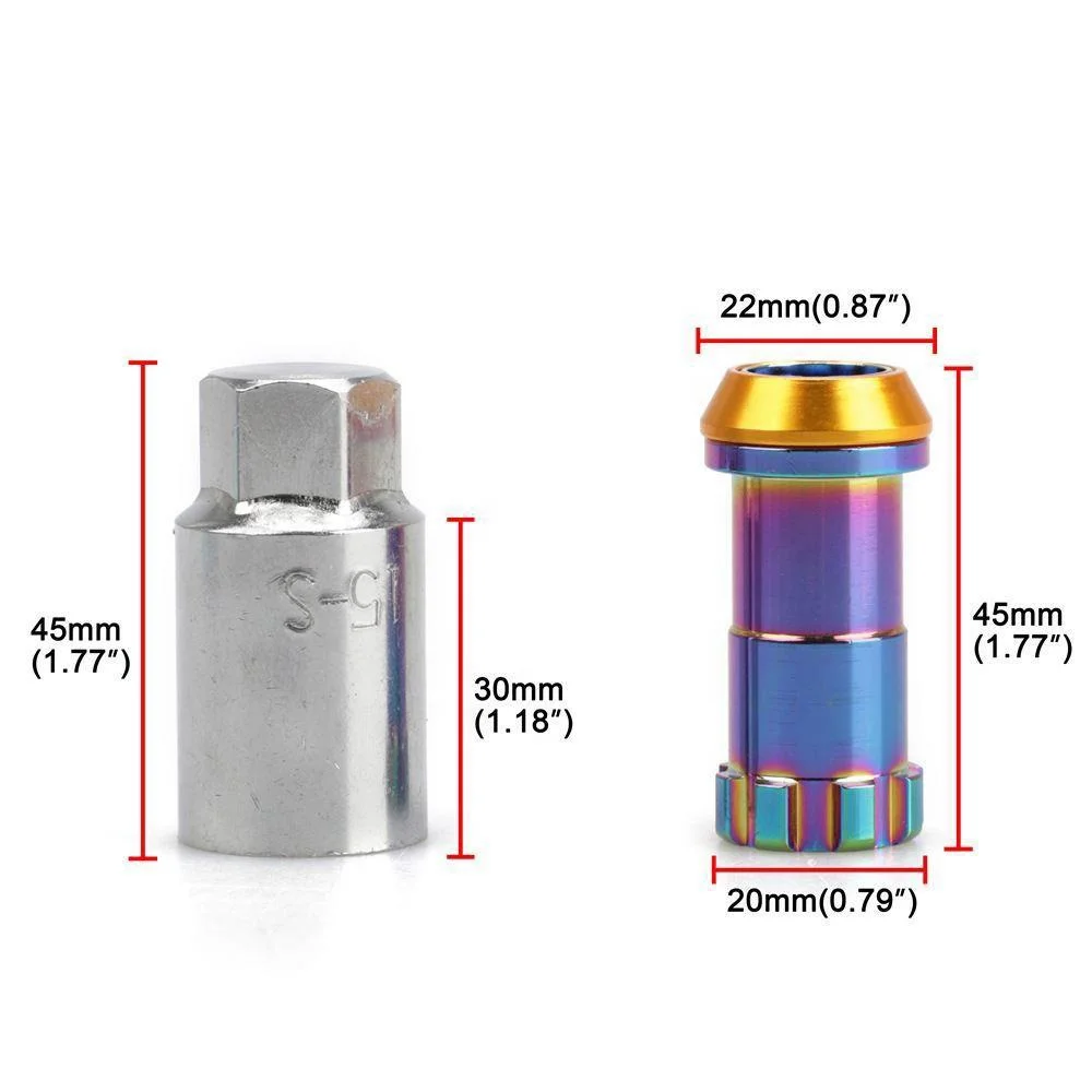 Factory high-strength Titanium Wheel Nut  M12 * 1.5MM M14  gr5 Titanium alloy wheel lug nut for Auto Parts
