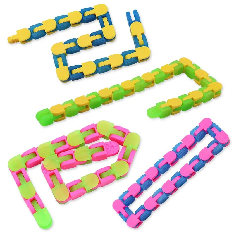 Former factory Finger Sensory Toys Puzzle Snake Glowable 24 Links Wacky Tracks Snap Fidget Toy For Adults And Kids