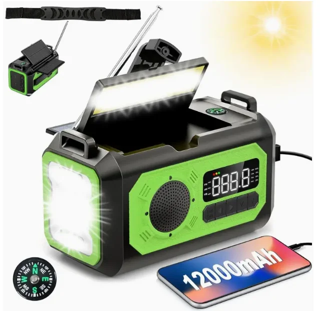 Multifunctional 4000mAh Hand Crank AM/FM/NOAA Weather Bands Warning Radio Charged Self-Powered Outdoor Survival Emergency Radio