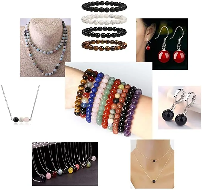 Natural Gemstone Beads 6-10mm African Bloodstone Polished Round Smooth Stone Bead for Jewelry Making Adults DIY Bracelet 15 Inch