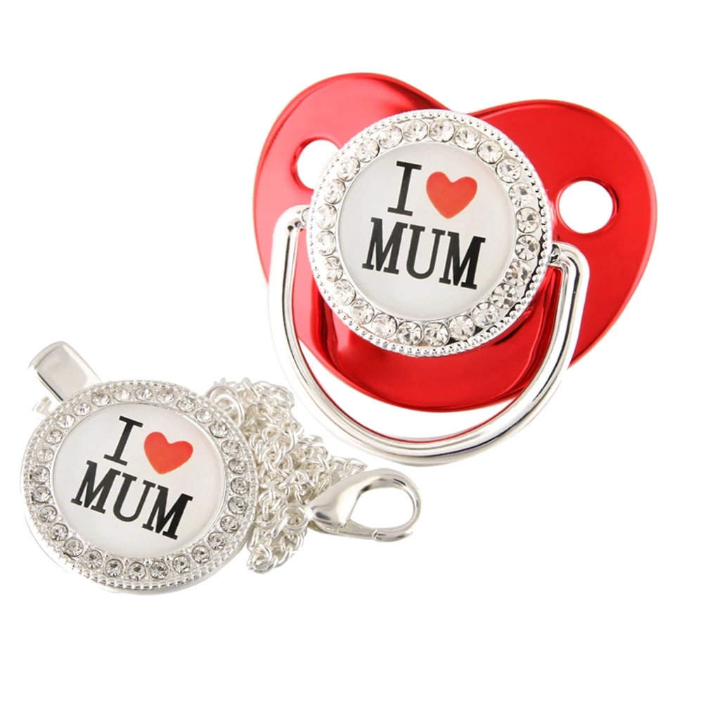 Custom Luxury Baby Pacifier Clip Silicone BPA Free Infant Nipple for Newborn Baby Shower Gold Bling Dummy Holder Soother
