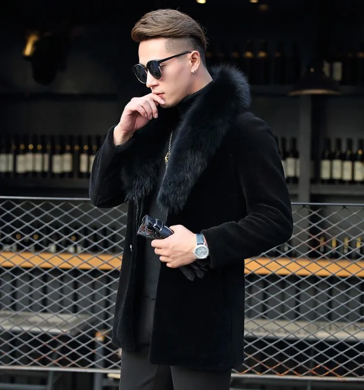 2024 new mid-length cotton thickened large size warm coat imitation fox fur collar imitation mink coat