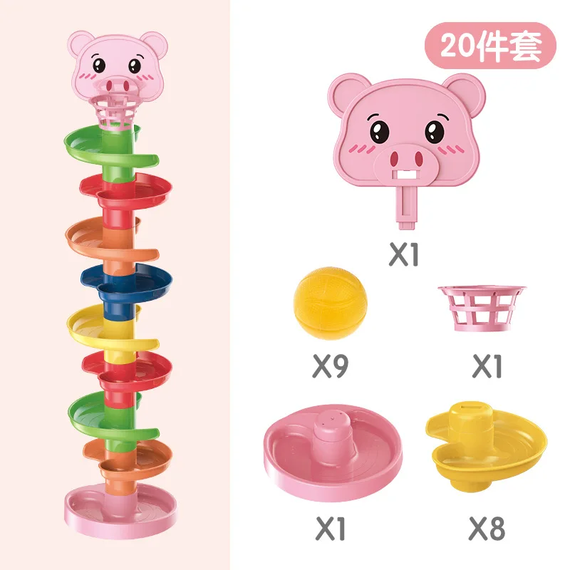 Toys Rolling Ball Pile Tower Early Educational Toy For Babies Rotating Track Educational Baby Gift For Children Stacking Toy