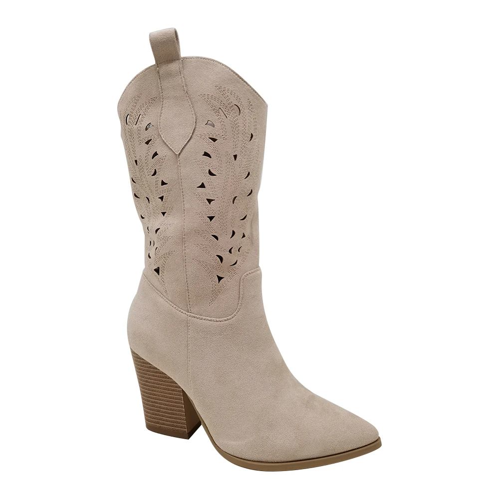 Ladies Fashion Boots New Luxury Slip on Cowboy Boots Women Slip on High heel Western Boots