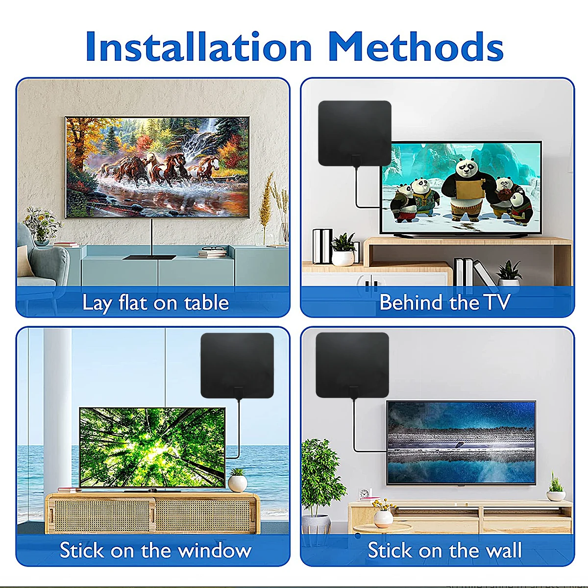 hdtv antenna indoor digital tv antenna 50 miles range freeview uhf/vhf hd tv antenna with detachable amplifier