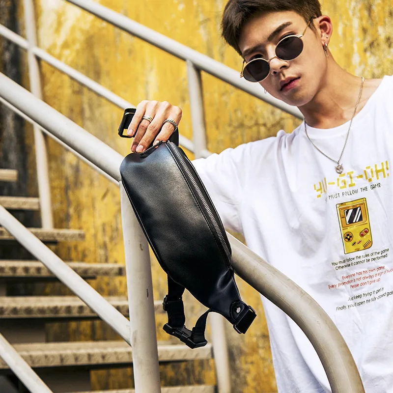 
Custom logo acceptable wholesale fashion adjustable belt unisex leather fanny pack waist bag 