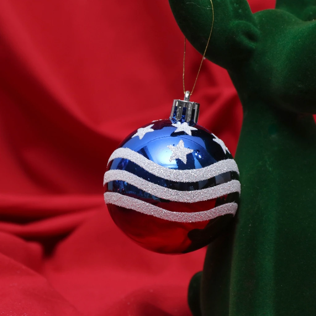 8 см Рождественский пластиковый шар, окрашенный как звезды и полосы для украшения Дня независимости