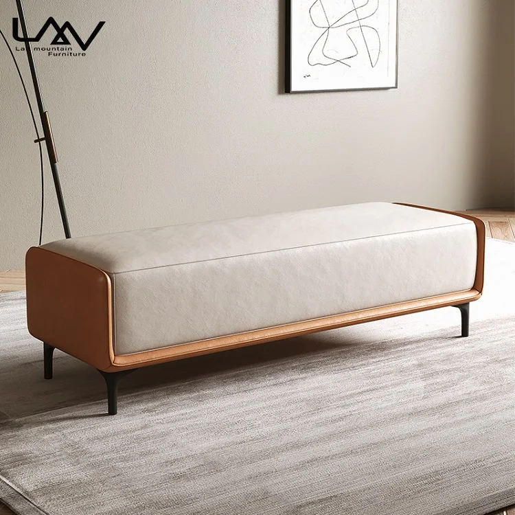 Modern Hotel bedroom Sofa Bench bed end stool Living room comfortable leather shoe stool upholstered bench