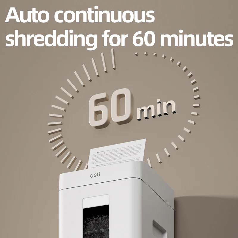Deli ET081 4-Stage High-Power Electric Paper Shredder Household Commercial Desktop Document Granular Confidential-Card Shredding