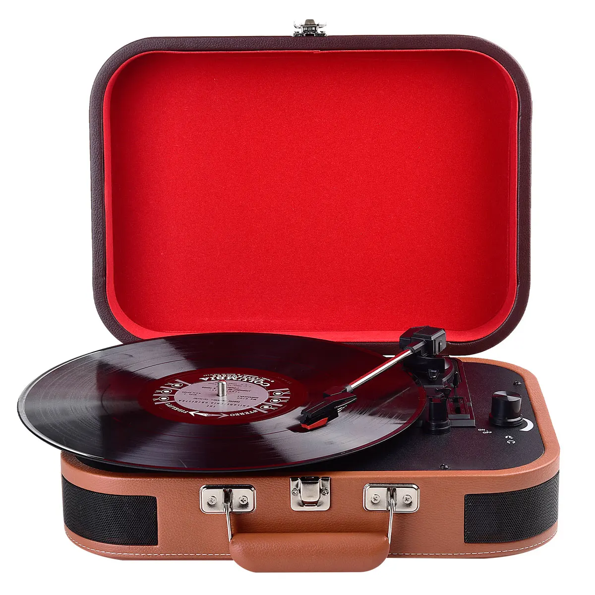 OEM Suitcase Bluetooth Vinyl Record Player Aux IN Phonograph LP Turntable Player With Pitch Control