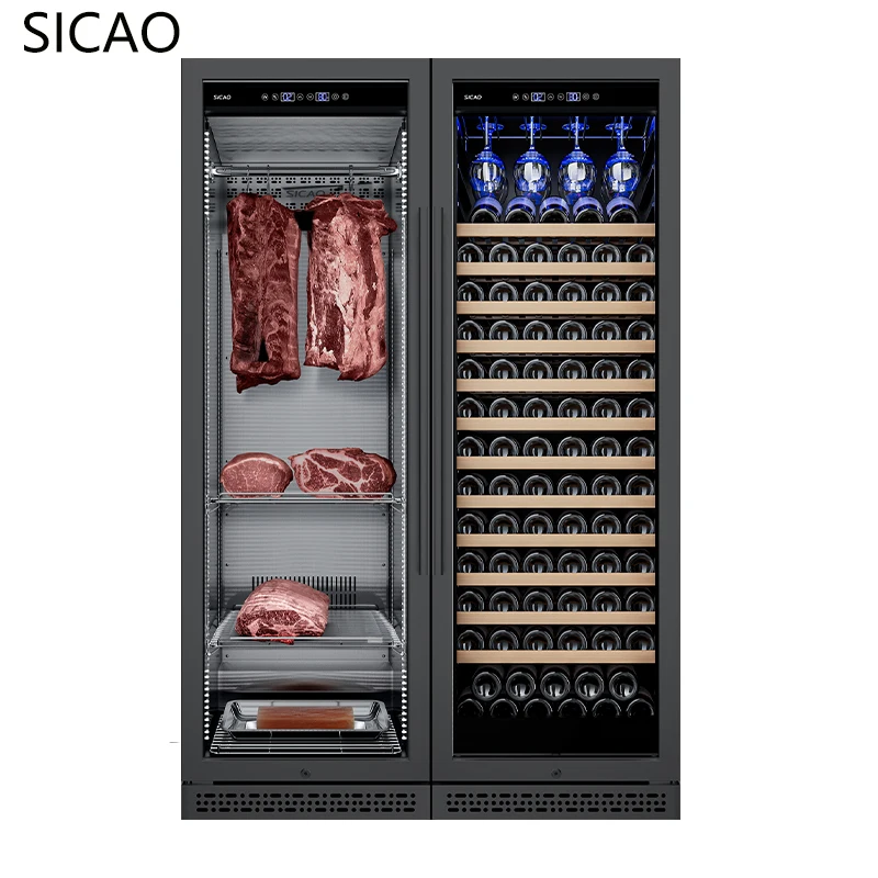 SICAO Intelligent Temperature Control 760L Double door Beef Meat Ham Dry Ager Cabinet Beverage Wine Cabinet Refrigerator Cellar