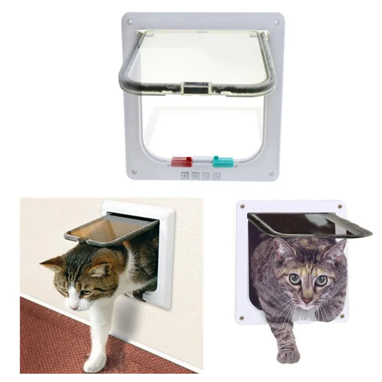 2023 Pet Cat Hole Large Dog House Door Sliding 4 Way Locking Large Cat Dog Room Door for Interior Exterior Doors
