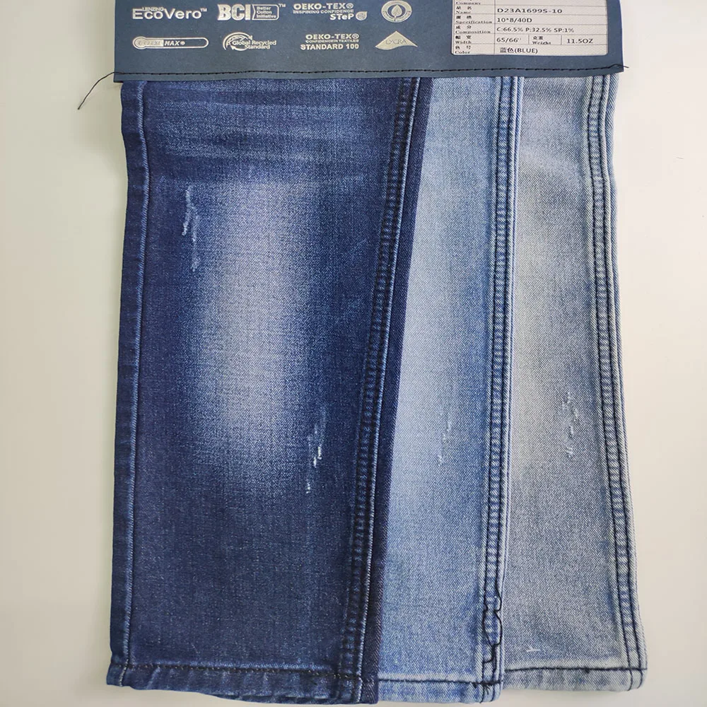 Denim fabric supplier  9.5OZ  91% cotton spandex twill fabric soft to kids fabric jeans