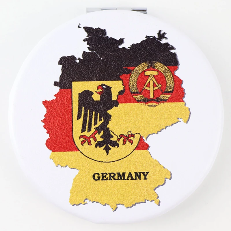 Germany Travel Folding PU Leather Beauty Double Mirror Handheld Pocket Cosmetic Compact Makeup Mirrors