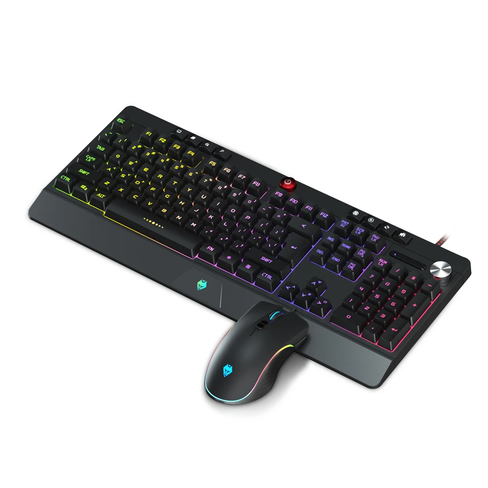 Игровая мышь и клавиатура, Водонепроницаемая USB-клавиатура с RGB-подсветкой, 8 мультимедийных кнопок, эргономичный дизайн