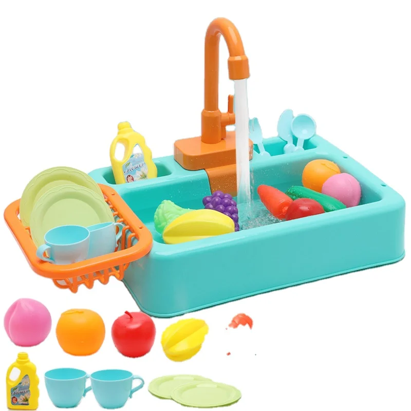 HY ToysRunning Cycle Water Toy Kitchen Dishwasher Sink Children Plastic Electric Dishwasher Play set Toy