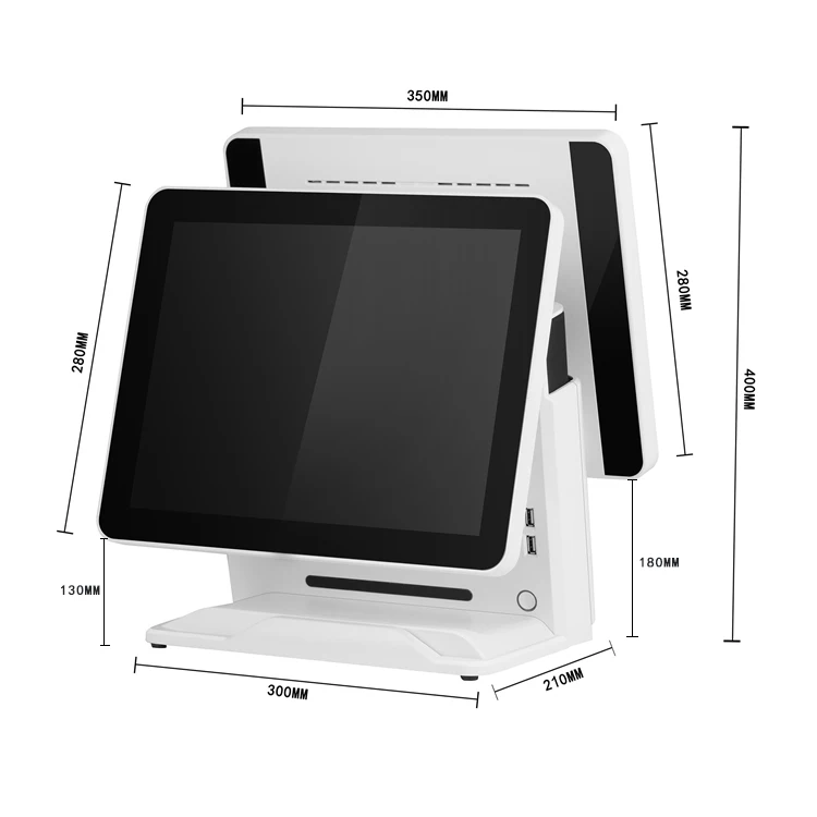 15+11.6 Inch Pos Device White Color the Latest Restaurant Capacitive Touch Screen Windows/android System All in One Pos System
