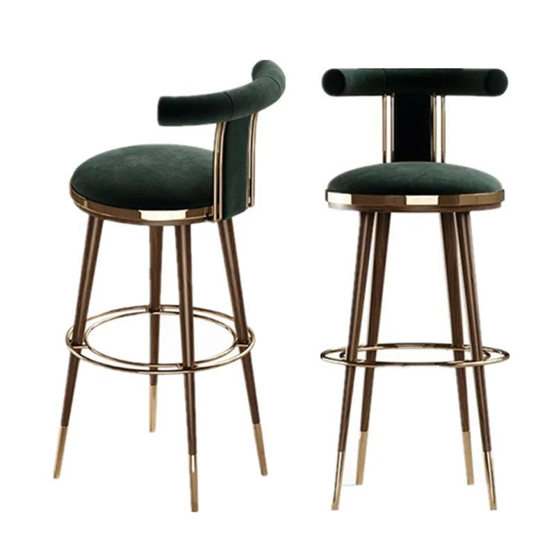 Hot Sale Nordic Modern Fabric High Bar Furniture Stools Bar Chairs With Footrest