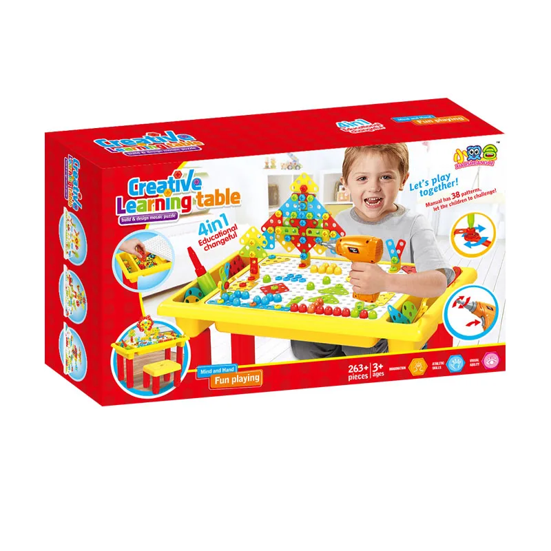 2020 new kids toy drill screw nut tool Jigsaw puzzle machine 3d puzzle diy toy assembled animal puzzle