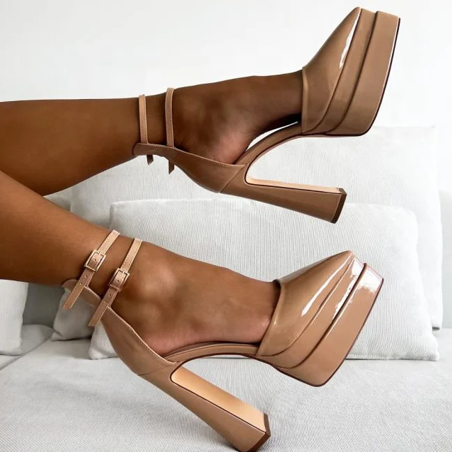 Womens high heels sandals pointed toe platform leather ladies heels shoes