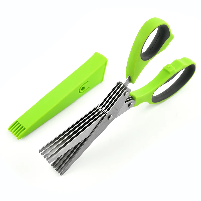 Professional Kitchen Scissors Stainless Steel 5 Blades Tailor Herb With