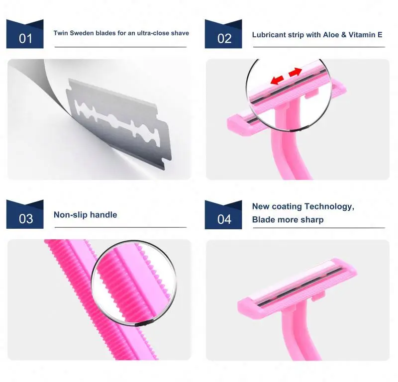 Plastic Straight Twin Blades Shaving Razor Hotel Living Room Disposable Women Razor