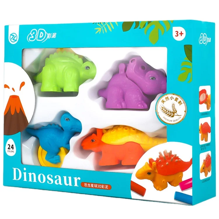 Factory Direct Selling Plasticine Dinosaur Model Colorful 12 Color Set No Odor Parent-child Plasticine
