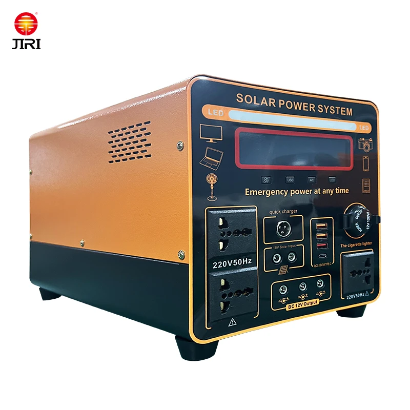 Jiri 2024 New Portable Power Station Solar 500W with Jump Starter and Flashlight Compatible with US UK AU JP Plug Types