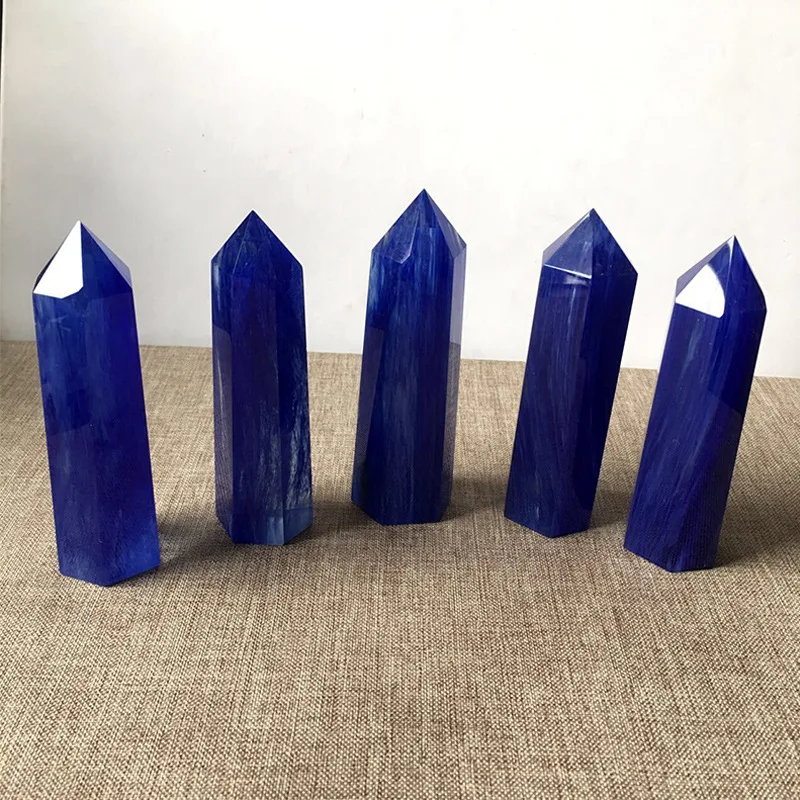 
Healing Blue Crystal Wands for Home Desk Office Reiki Chakra Single Point Stone 
