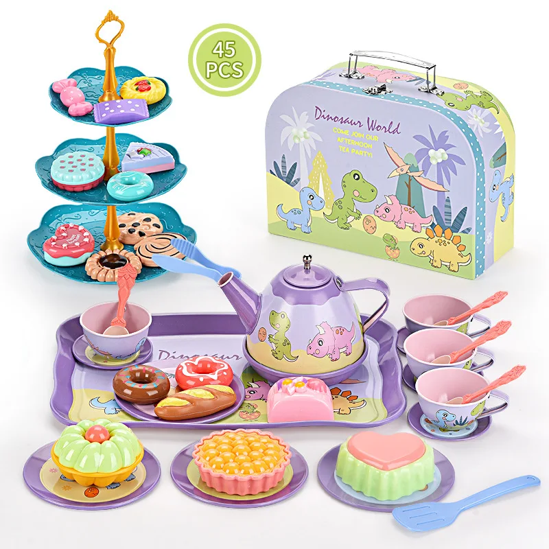 New Style 2023 Pretend Play Preschool Kitchen Unicorn Tea Plastic Set Gift Box Set DIY Creative Princess For Girls Kitchen Toy