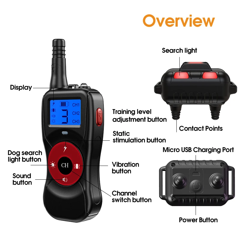 Best Quality IP67 Waterproof 2600Ft Remote Control Rechargeable Tactical Shock Anti Barking Dog Training Collar
