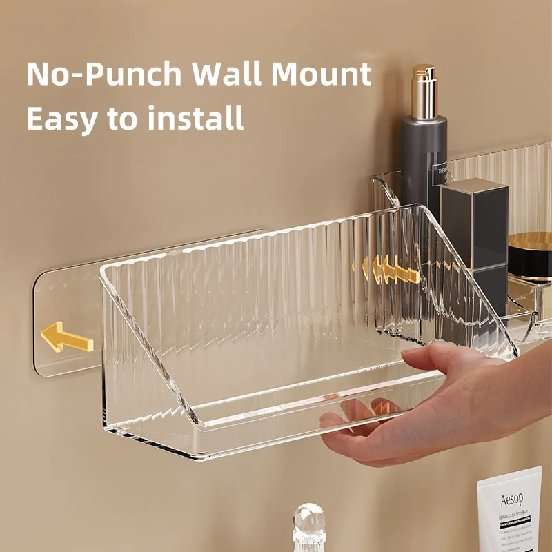 Clear Acrylic Cabinet Organizers Wall Mounted Shelf Bathroom Storage Holders Racks