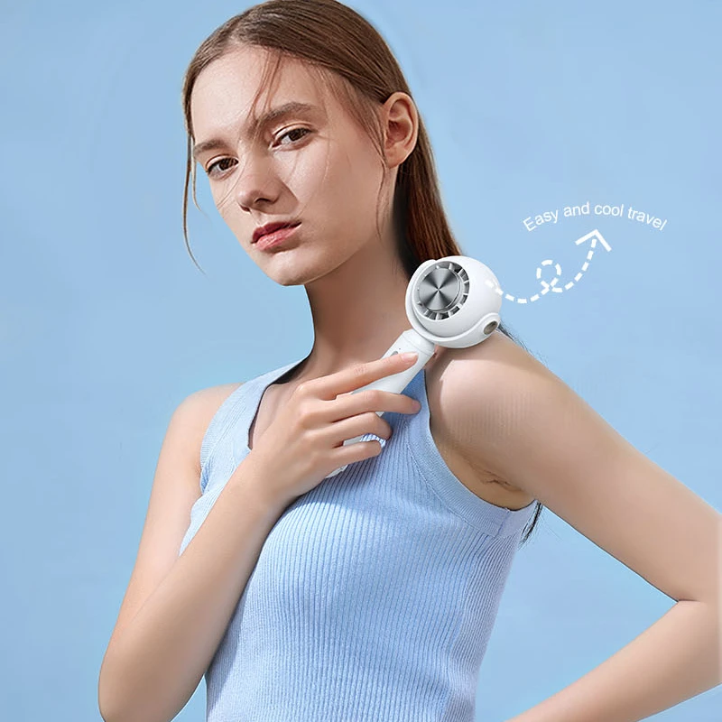 2023 summer hot sale Cold Compress Handheld Fan Usb Rechargeable 3 Speeds Small Makeup Table Fan With Base Personal Cooling Fan